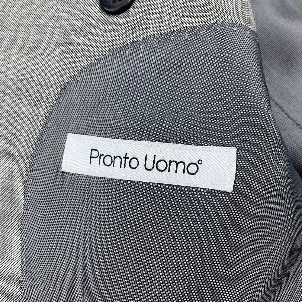 Pronto Uomo Blazer Men 44XLong Gray Double Vent Classic Career‎ Suit Jacket Wool